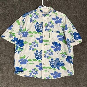 Key West Camouflage Mens Floral Button Up Shirt, Hand Print Fashions Vintage USA